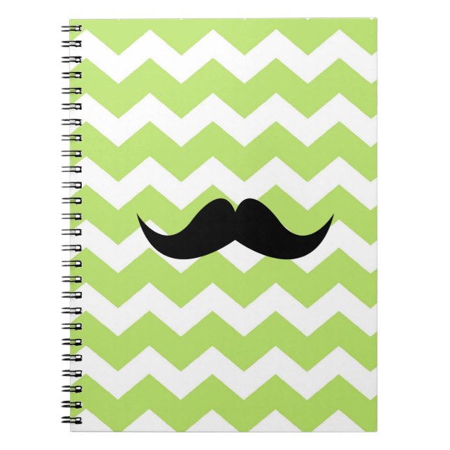 Caderno Espiral Padrão zigzag verde bigode preto (Frente)