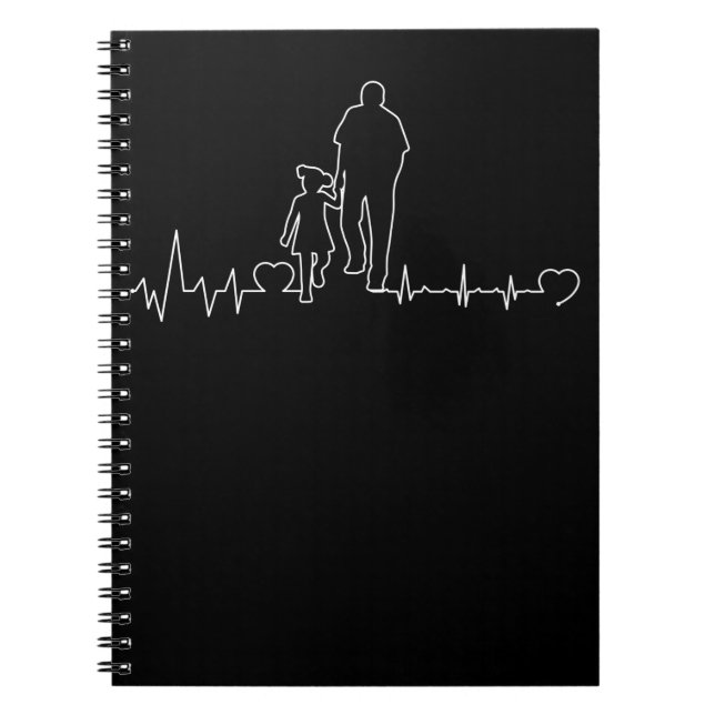 Caderno Espiral Padre Daughter Heartbeat Pai Child Bond (Frente)