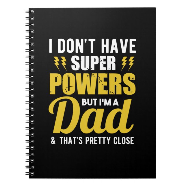 Caderno Espiral Padre Gift | Tenho Pai Super Powers (Frente)