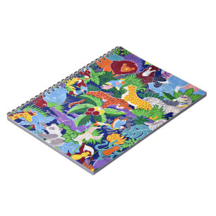 Caderno Espiral Padrões coloridos de animais Safari