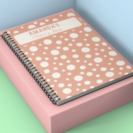 Caderno Espiral Padrões de Bolinhas de coral - nome do cliente