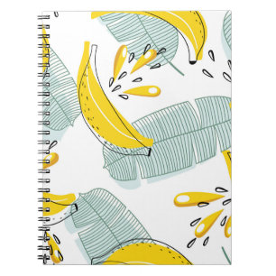 Caderno Espiral Padrões de colheita de bananas suculentas