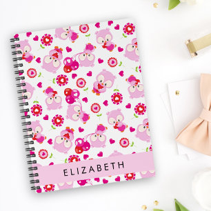 Caderno Espiral Padrões De Corujas, Corujas Bonitas, Corujas Rosa,