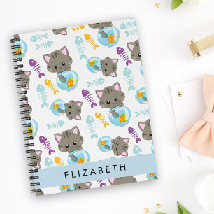 Caderno Espiral Padrões De Gatos, Gatos Frescos, Gatinhos, Seu Nom