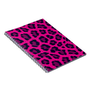 Caderno Espiral Padrões de impressão do Leopardo rosa-quente