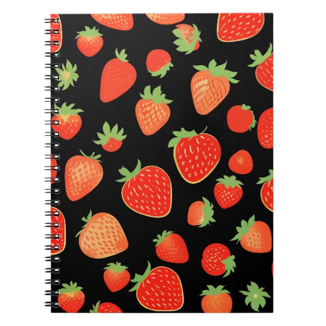 Caderno Espiral Padrões de morango (Frente)