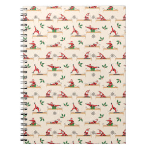 Caderno Espiral Padrões de Natal sem Costura do Pilates Reformer P