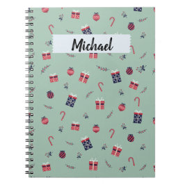 Caderno Espiral Padrões de ornamentos de Natal Bonito