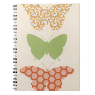 Caderno Espiral Padrões Decorativos de Borboleta em Fundo de Crea