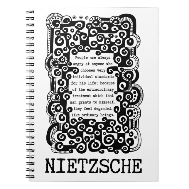 Caderno Espiral Padrões INDIVIDUAIS, citação de Nietzsche (Frente)