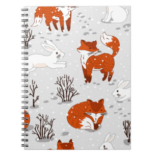 Caderno Espiral Padrões Ingleses De Raposas