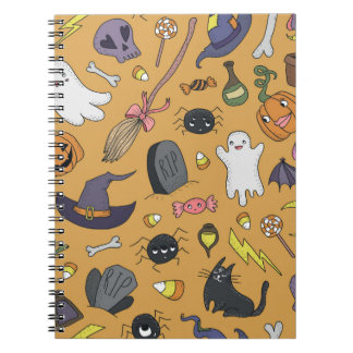Caderno Espiral Padrões sem costura, desenhados à mão, com uma mão