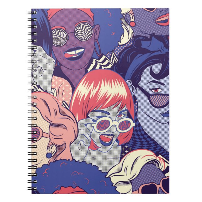 Caderno Espiral Padrões Sem Olhos De Gengivas De Arte Pop. Backgr (Frente)