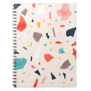 Caderno Espiral Padrões Terrazzo coloridos modernos sem costura c