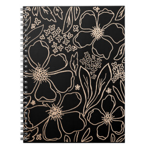 Caderno Espiral Padronização de flores da linha de ouro elega