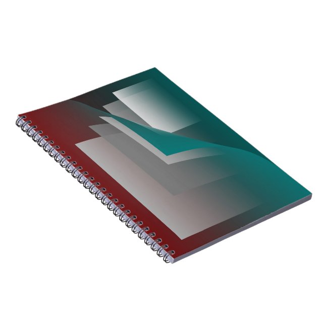 Caderno Espiral Páginas de cinza Teal Burgundy (Lado Direito)