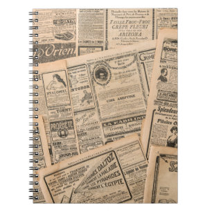 Caderno Espiral Páginas de jornais com publicidade antiga. Vintage