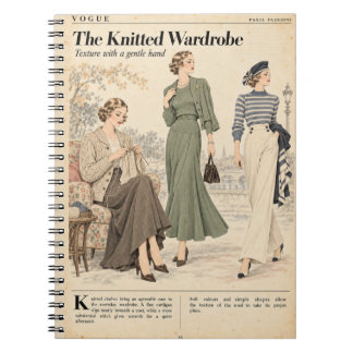 Caderno Espiral Páginas de Revista de Moda Vintage, Estilo Antigo