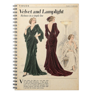 Caderno Espiral Páginas de Revista de Moda Vintage, Estilo Antigo