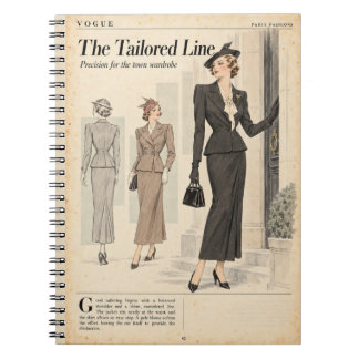 Caderno Espiral Páginas de Revista de Moda Vintage, Estilo Antigo