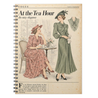 Caderno Espiral Páginas de Revista de Moda Vintage, Estilo Antigo