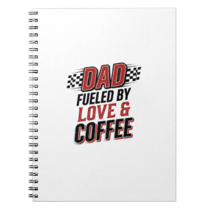 Caderno Espiral Pai Alimentado por Amor e Café Design de Camisa de