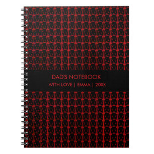 Caderno Espiral Pai, Árvores de Coco Vermelho Padrão Natal