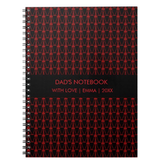 Caderno Espiral Pai, Árvores de Coco Vermelho Padrão Natal (Frente)