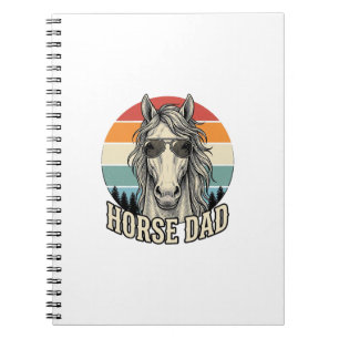 Caderno Espiral Pai Cavalo Desenho Vetorial de Gravação de Pôr do