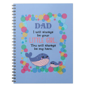 Caderno Espiral Pai De Baleia Bonita Eu Sempre Serei Sua Menina
