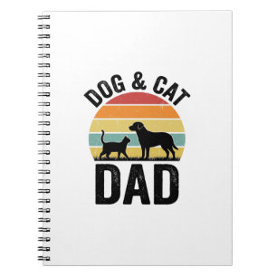 Caderno Espiral Pai de Cachorro e Gato Camisa Vintage de Design de
