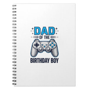 Caderno Espiral Pai do Menino Aniversariante Camisa de Gamer Desig