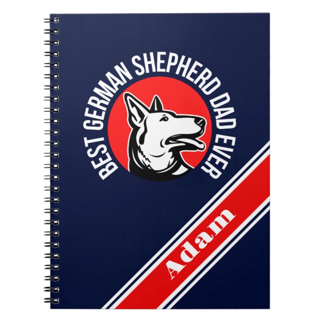 Caderno Espiral Pai personalizado de melhor German shepherd nunca (Frente)