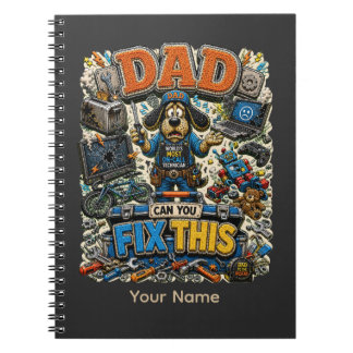 Caderno Espiral Pai Pode Consertar Essa Camiseta Engraçada Persona
