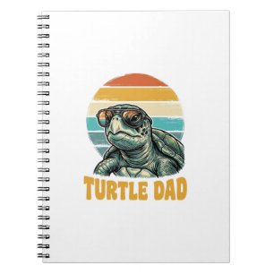 Caderno Espiral Pai Tartaruga Retro Por do Sol Vintage Gravura Vet