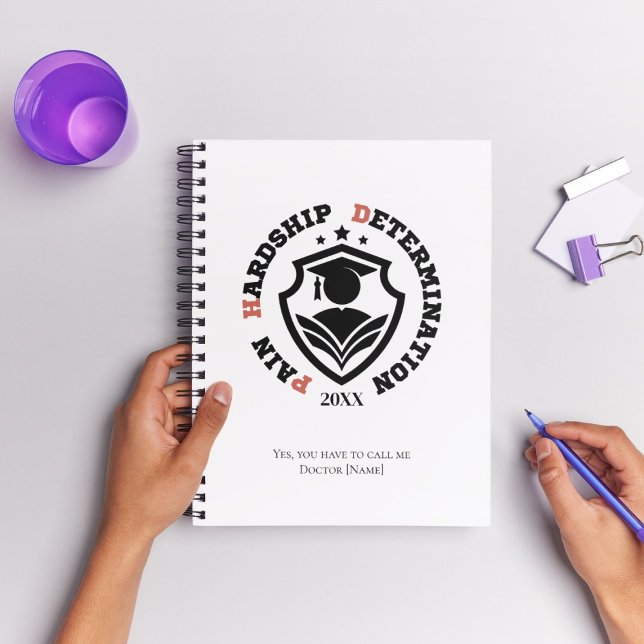 Caderno Espiral Pain, Hardship, Determination – Funny PhD Quote (Criador carregado)
