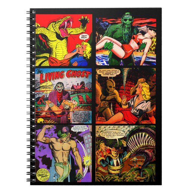 Caderno Espiral Painéis cómicos da arte do horror dos anos 50 do (Frente)