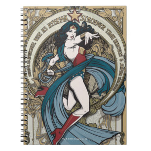 Caderno Espiral Painel de Arte Nouveau para Mulher Maravilha