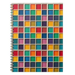 Caderno Espiral Painel de Grade Geométrica Colorida