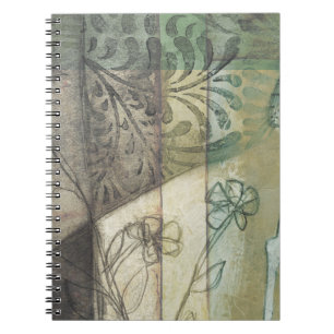 Caderno Espiral Painel de Jardim com Folhas, Flores e Grama