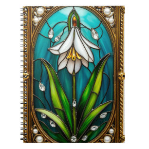 Caderno Espiral Painel de Vidro Colorido Ornamentado com Flor Bran