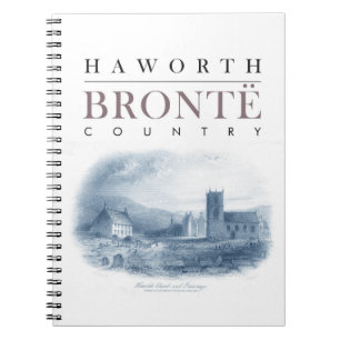 Caderno Espiral País de Bronte com Igreja Haworth e Parsonage