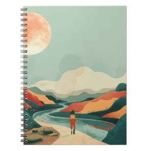 Caderno Espiral Paisagem Boho Abstrato (14)
