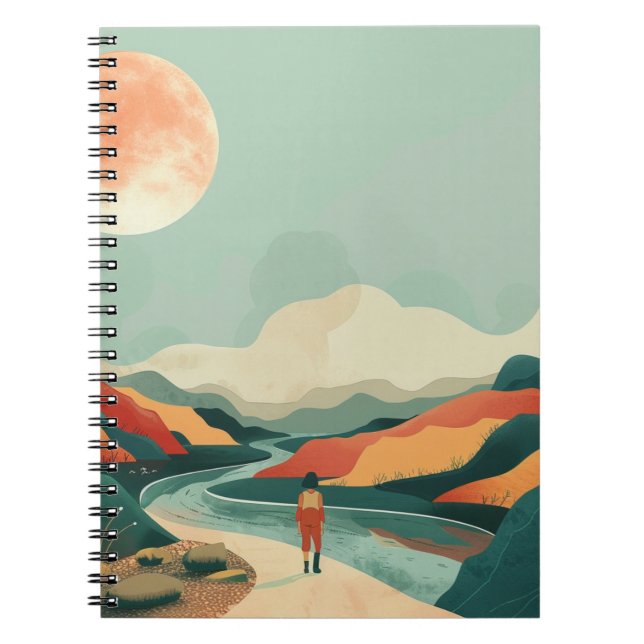 Caderno Espiral Paisagem Boho Abstrato (14) (Frente)