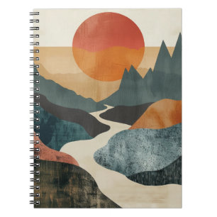 Caderno Espiral Paisagem Boho Abstrato (5)
