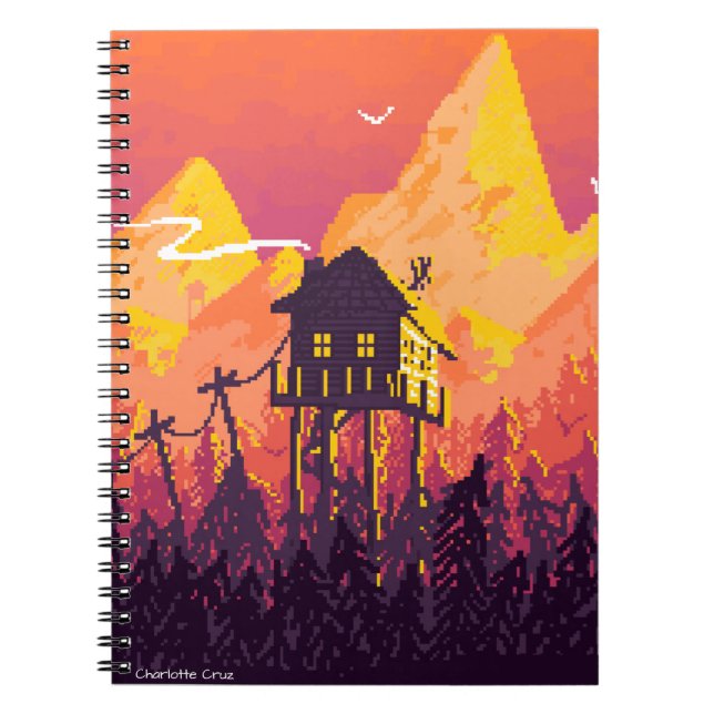 Caderno Espiral Paisagem com montanhas (Frente)