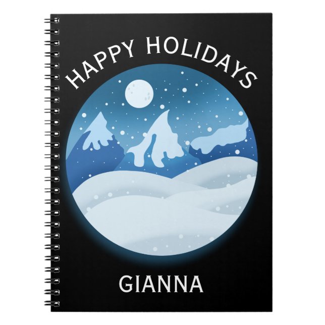 Caderno Espiral Paisagem Congelada Pacífica Personalizada (Frente)