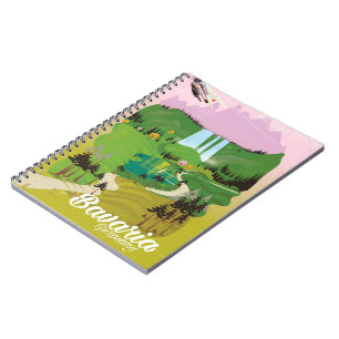 Caderno Espiral Paisagem da Baviera Alemanha impressão de viagem