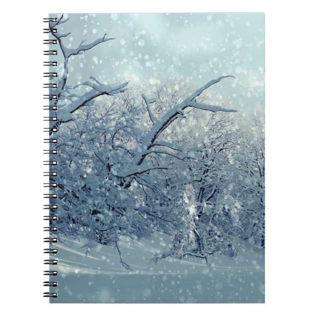 Caderno Espiral Paisagem das árvores de inverno (Frente)