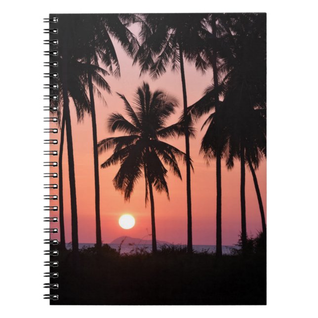 Caderno Espiral Paisagem de Árvore do Coconut (Frente)